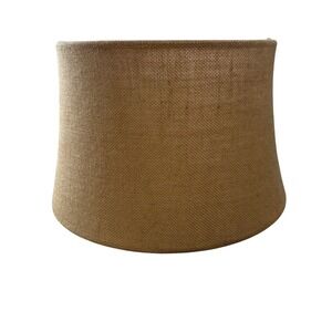Natural Burlap Drum Lampshade Tan Jute Texture Spider Fitter 11x12x9.5 inch